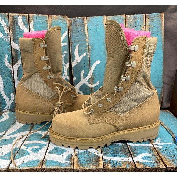 NEW UFCW Mondo PT 8430 Steeltoe Tan Suede/Vibram Combat Boots Military Sz 5.50 R main image 7